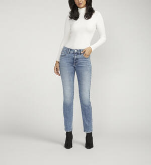 Cassie Mid Rise Slim Straight Leg Jeans